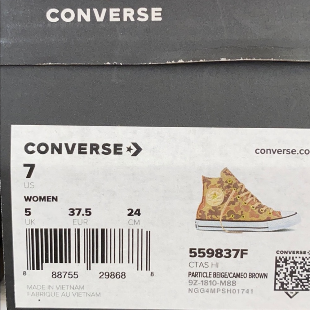 NWT Converse High Top particle beige Women's Size 10 AUTHENTIC 559837F - Picture 8 of 8